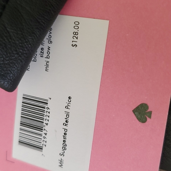 AUTHENTIC KATE SPADE LAMBS LEATHER SLIM GLOVES WITH MINI BOW SIZE MEDIUM - Picture 3 of 6